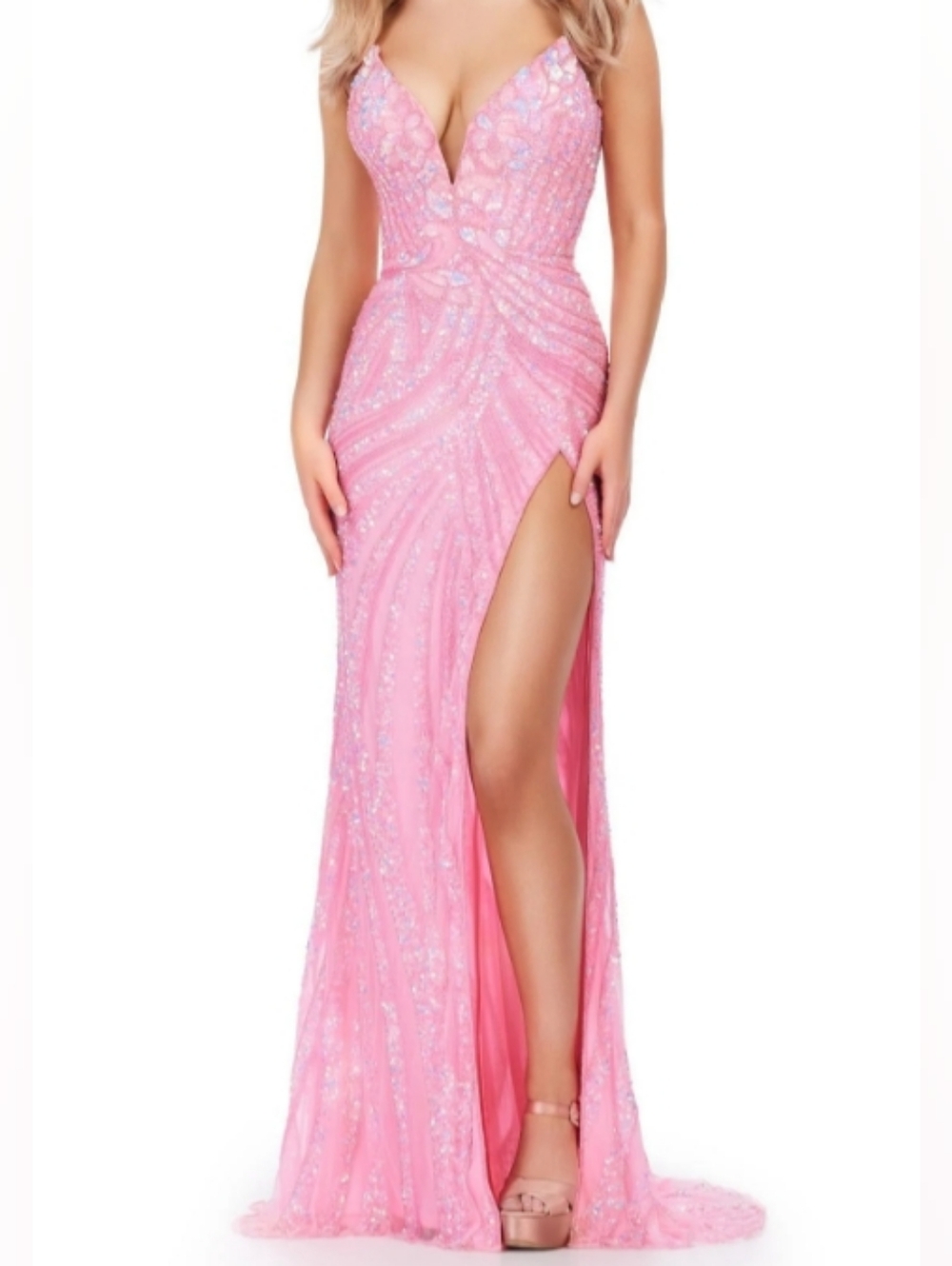 Pink Sequin & Bead Prom Gown - Picture 7 of 7